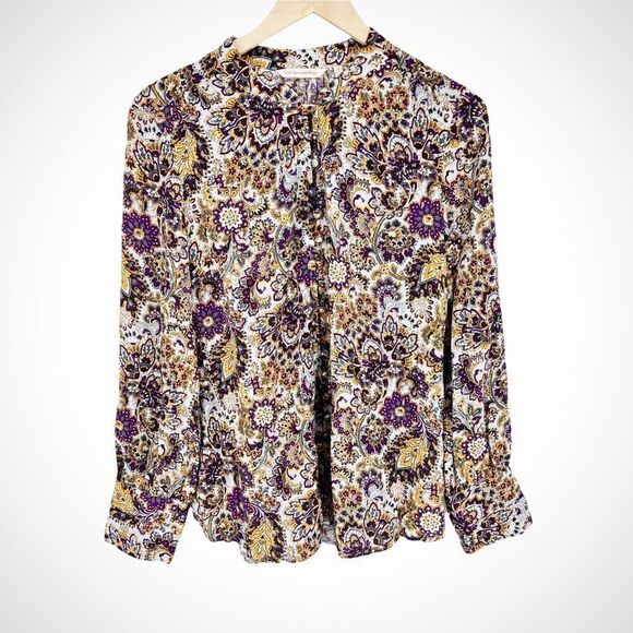 ‎Soft Surroundings Paisley Crepe Blouse Size Medium - Picture 1 of 10